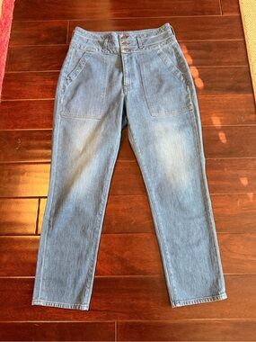 Veronica Beard Logan Slim Straight Extra High Rise Jeans Cornflower Blue 31